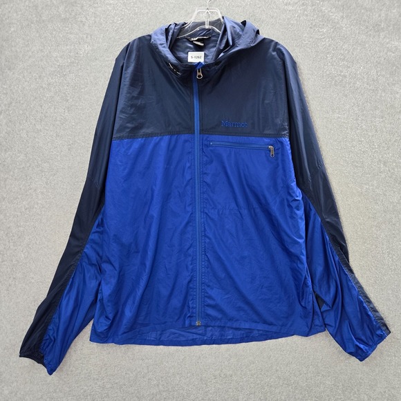 Marmot Other - Marmot Men Jacket‎ XL Blue Colorblock Windbreaker Full Zip Pockets Logo Hooded
